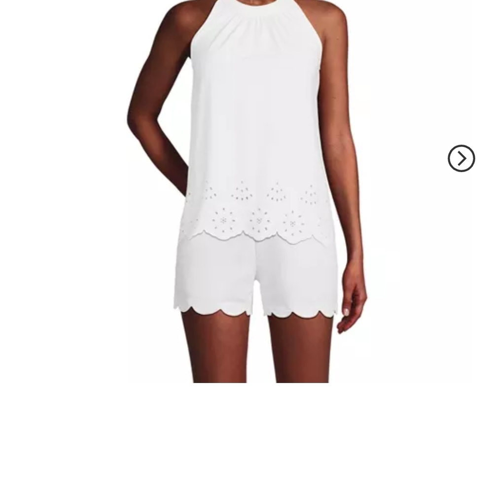 Womens Land's End‎ Green Eyelet Halter Top,